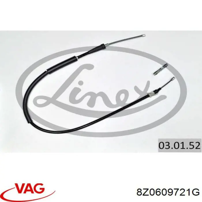 8Z0609721G VAG cable de freno de mano trasero derecho/izquierdo