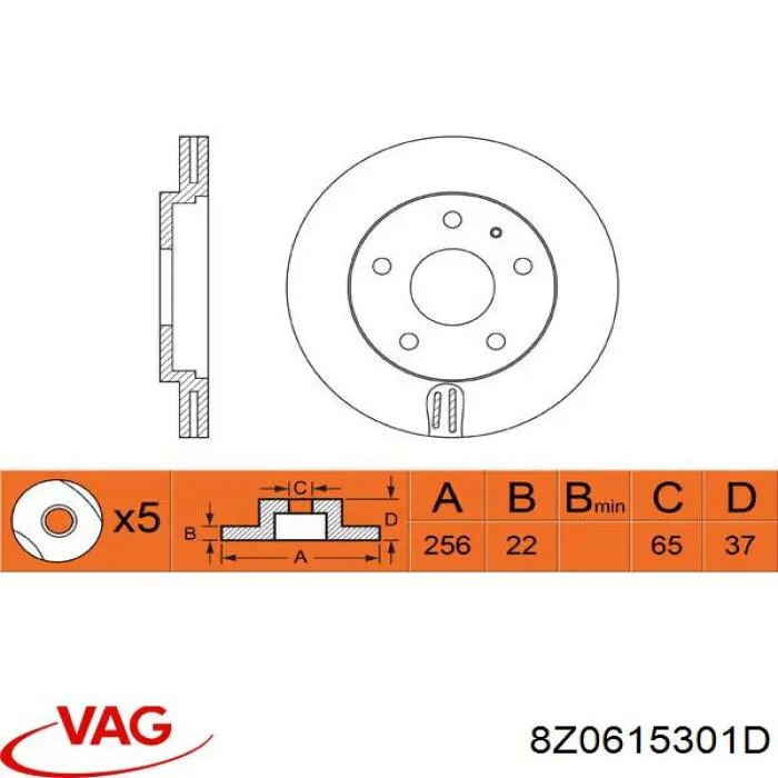Disco de freno delantero VAG 8Z0615301D