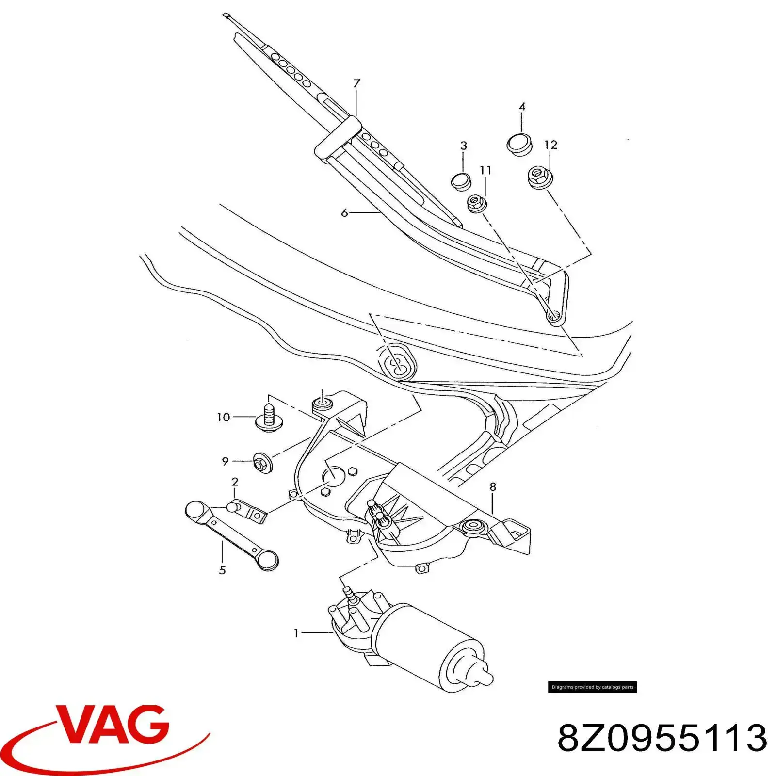 Motor limpiaparabrisas 8Z0955113 VAG