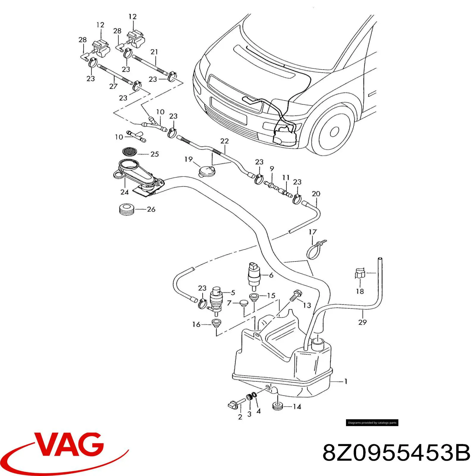 Deposito del lavaparabrisas Audi A2 hatchback (8Z0) (2000 - 2005) precio, desde 53,81 EUR
