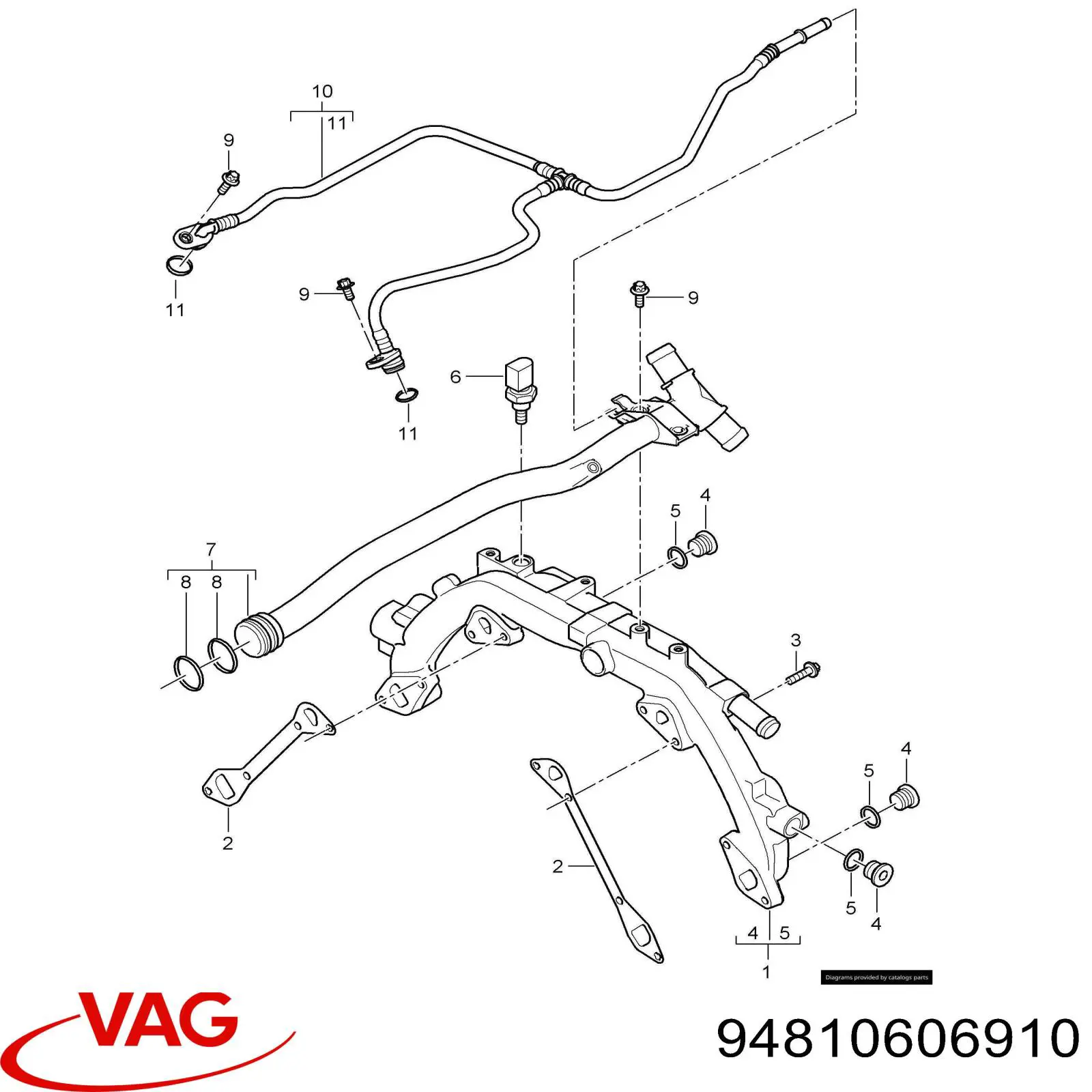 94810606910 VAG manguera (conducto del sistema de refrigeración)