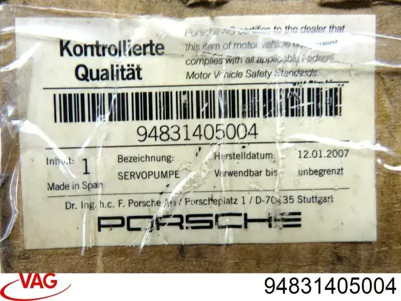 Bomba de dirección asistida  VAG 94831405004 precio, desde 106,00 EUR