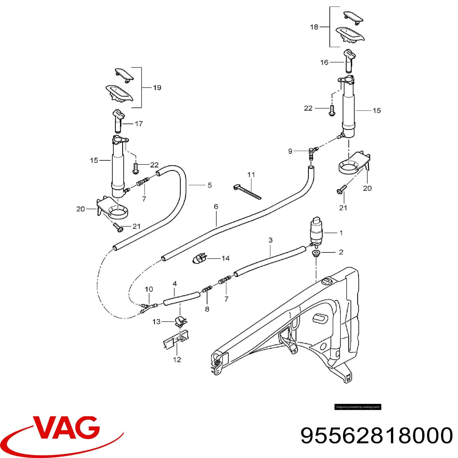 95562818000 VAG soporte boquilla lavafaros cilindro (cilindro levantamiento)