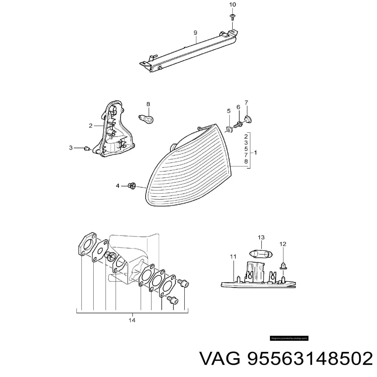 95563148502 VAG piloto posterior izquierdo