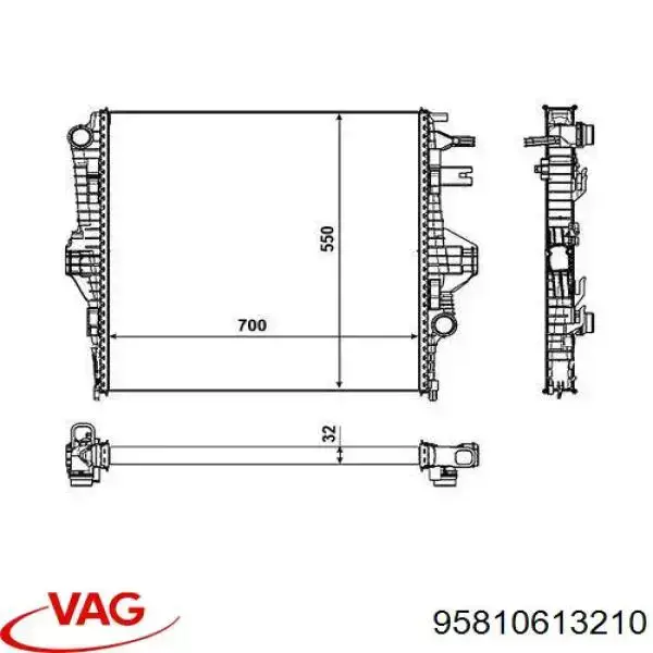 95810613210 VAG radiador refrigeración del motor