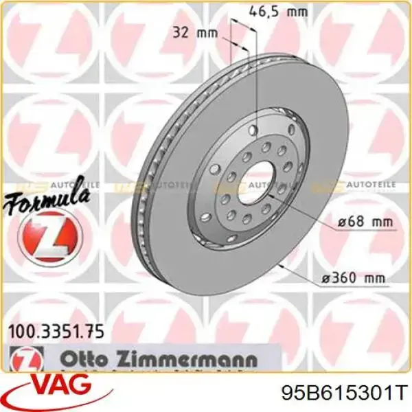 95B615301T VAG freno de disco delantero