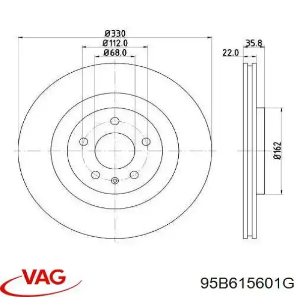 Comprar 95B615601G VAG Disco de freno trasero