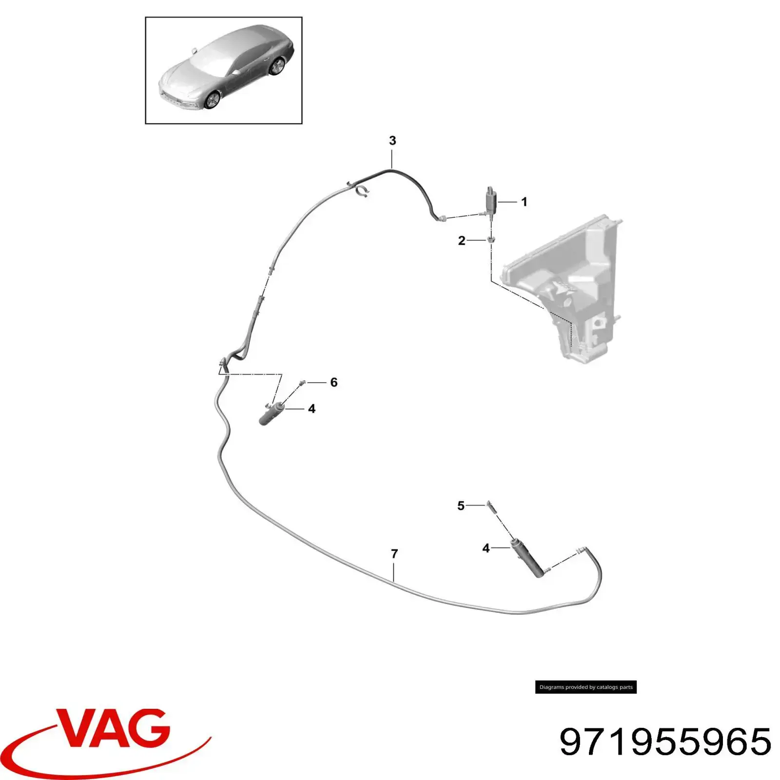 971955965 VAG tobera de agua regadora, lavado de faros, delantera