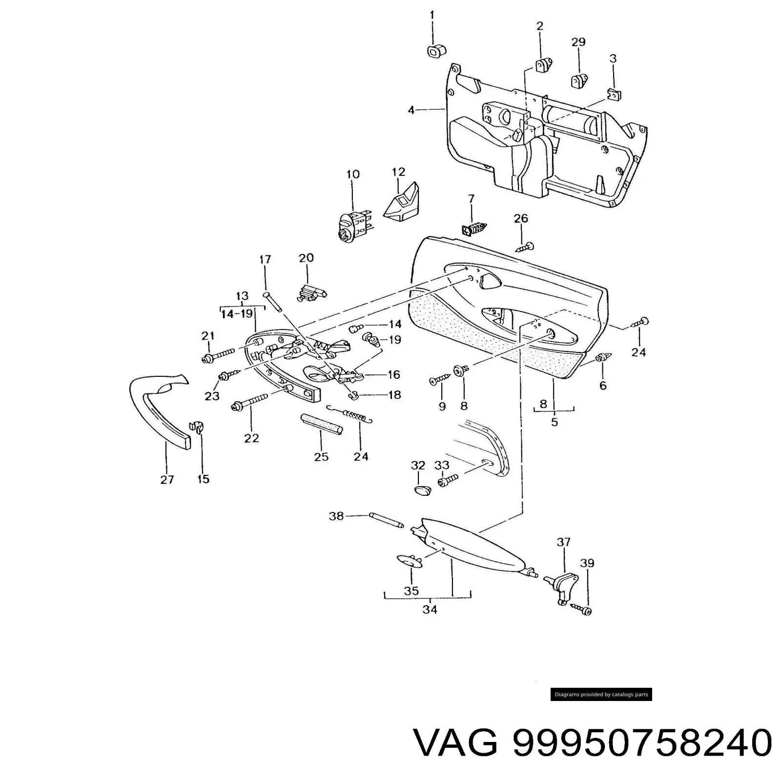 99950758240 VAG clips fijación, revestimiento puerta