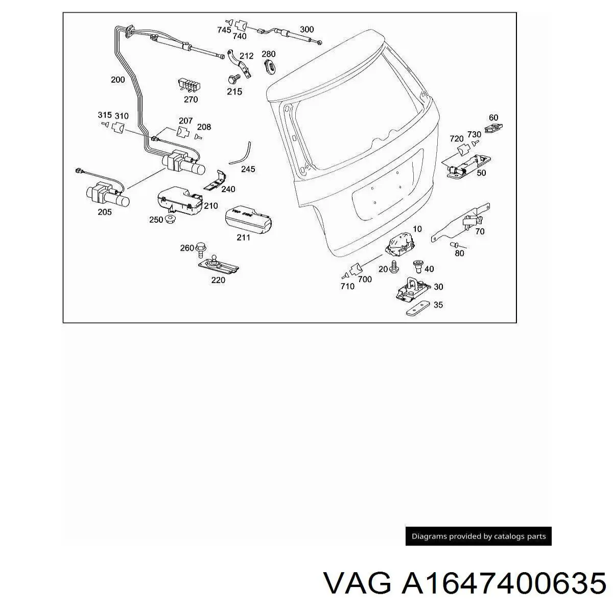 Cerradura de portón trasero VAG A1647400635 precio, desde 82,54 EUR
