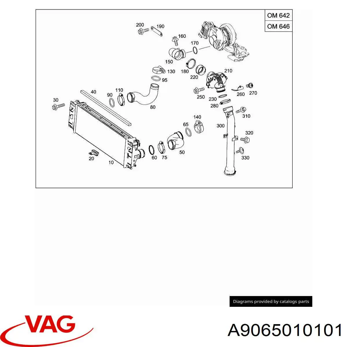 Radiador de aire de admisión VAG A9065010101 precio, desde 111,80 EUR