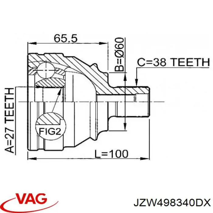 JZW498340DX VAG junta homocinética exterior delantera