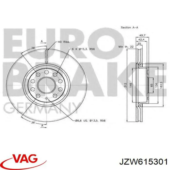 Frenos delanteros VAG JZW615301 precio, desde 27,95 EUR