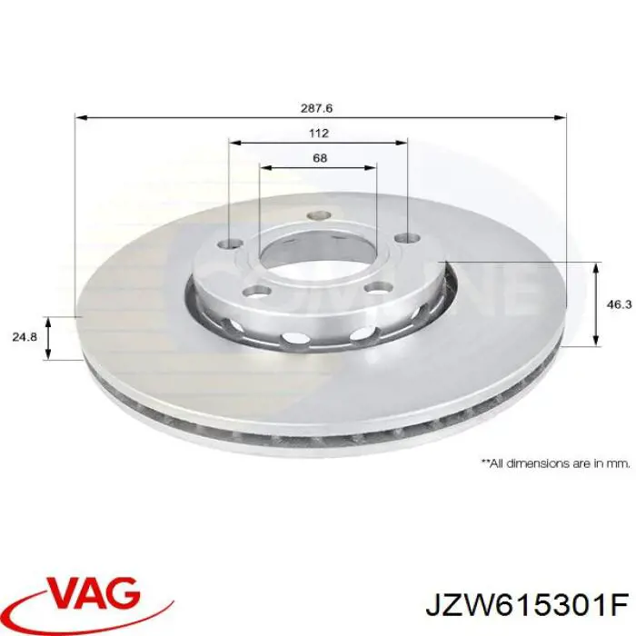 Disco de freno delantero VAG JZW615301F