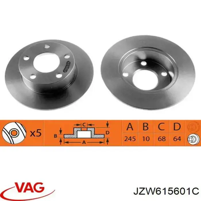 Comprar JZW615601C VAG Disco de freno trasero