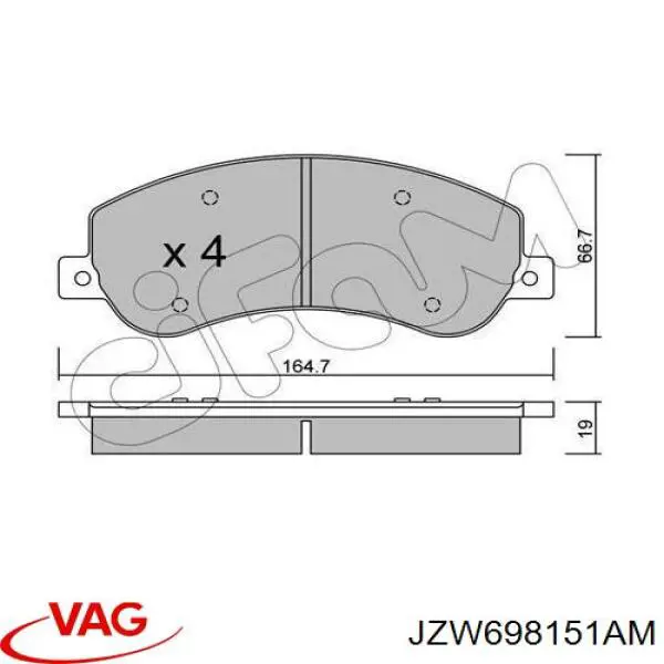 Pastillas de freno JZW698151AM VAG