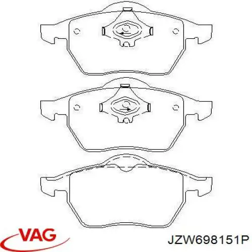Comprar JZW698151P VAG Pastillas delanteras de freno