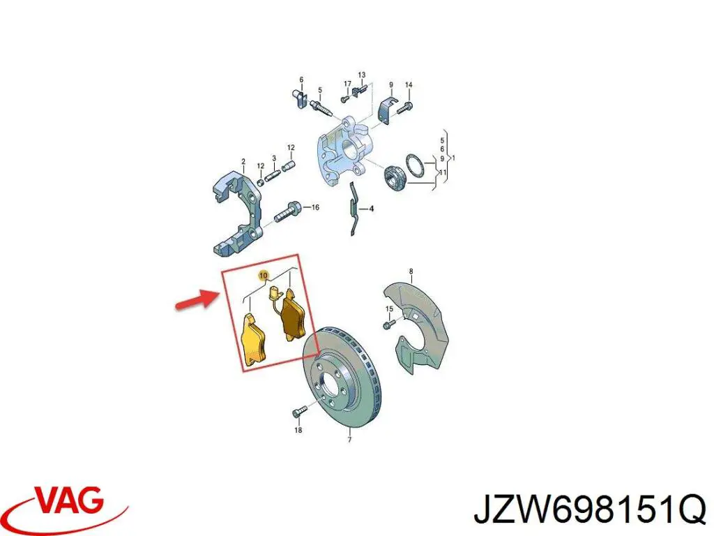 JZW698151Q VAG pastillas de freno delanteras