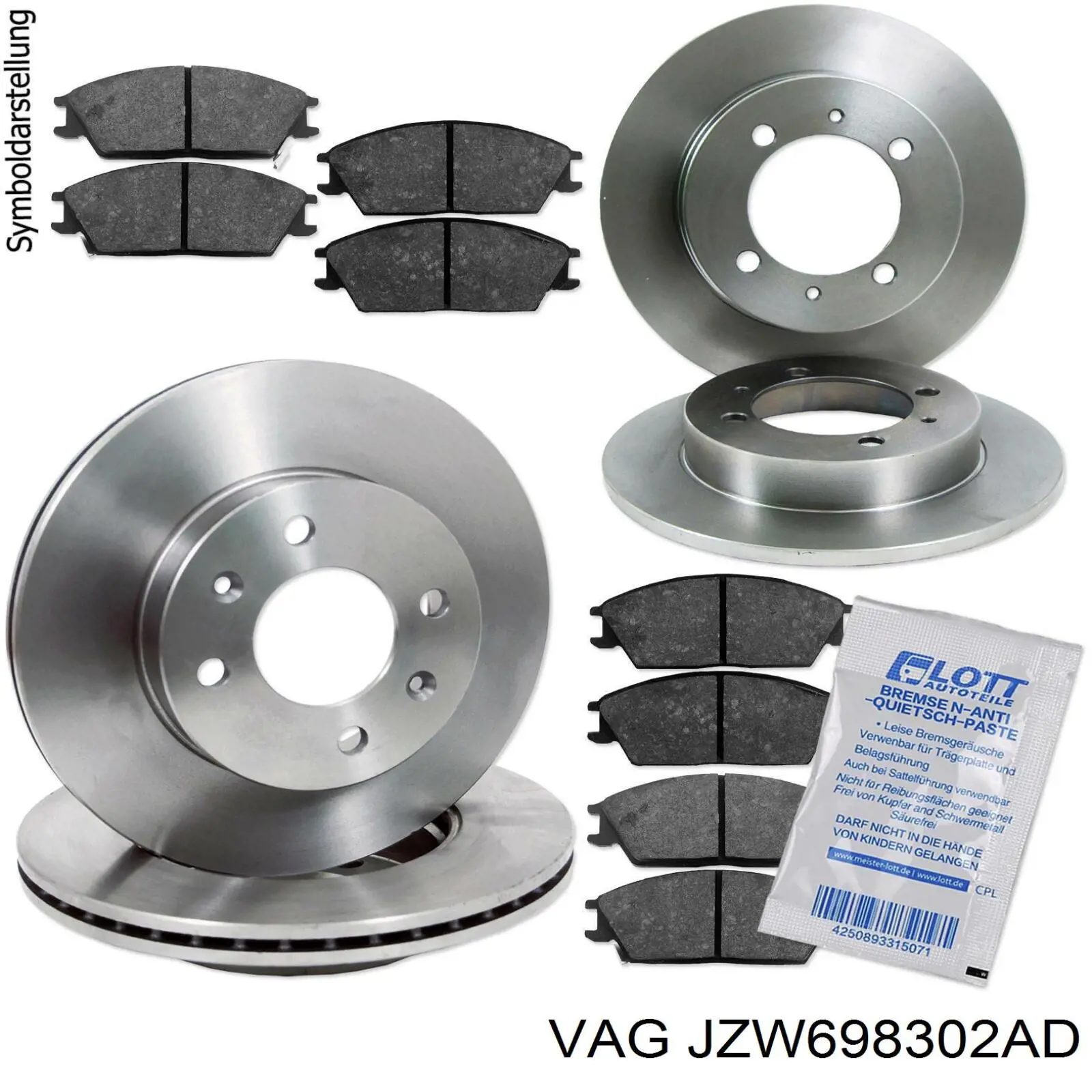Comprar JZW698302AD VAG Freno de disco delantero