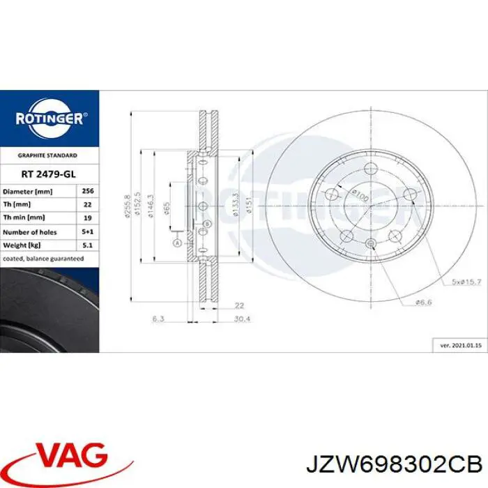JZW698302CB VAG Pastillas delanteras