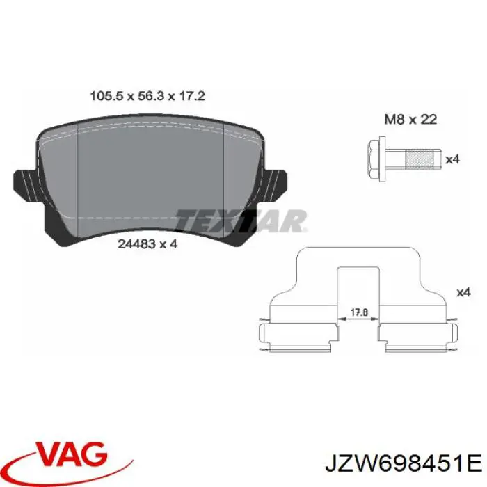 Pastillas de freno traseras Volkswagen Tiguan 1 5N1, 5N2