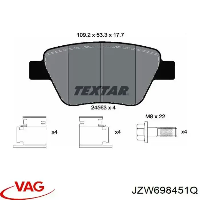Pastillas de freno traseras Volkswagen Jetta 6 162, 163, AV3, AV2, AY2, AY3