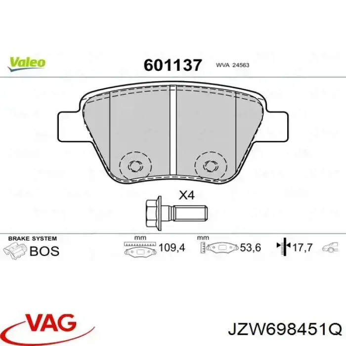 Pastillas de freno traseras Volkswagen Jetta 6 162, 163, AV3, AV2, AY2, AY3