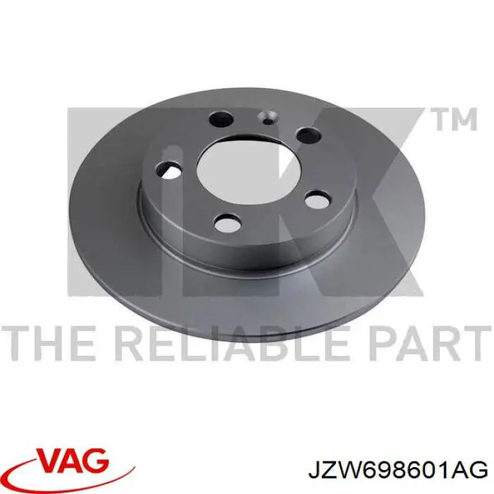 Disco de freno trasero JZW698601AG VAG