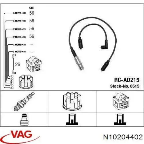 Juego de cables de bujias VAG N10204402 precio, desde 40,69 EUR