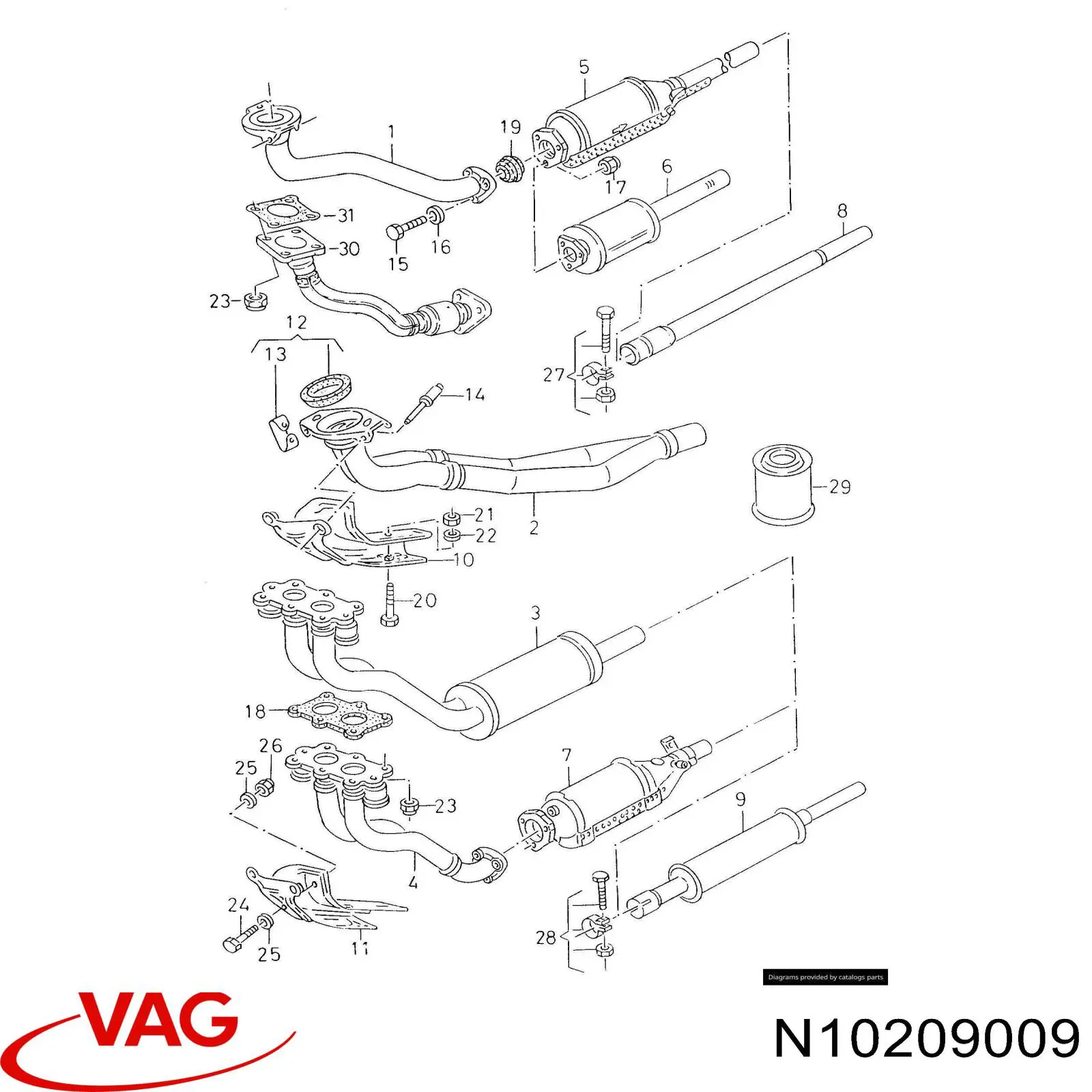 N10209009 VAG Tuerca de fijación del tubo de escape
