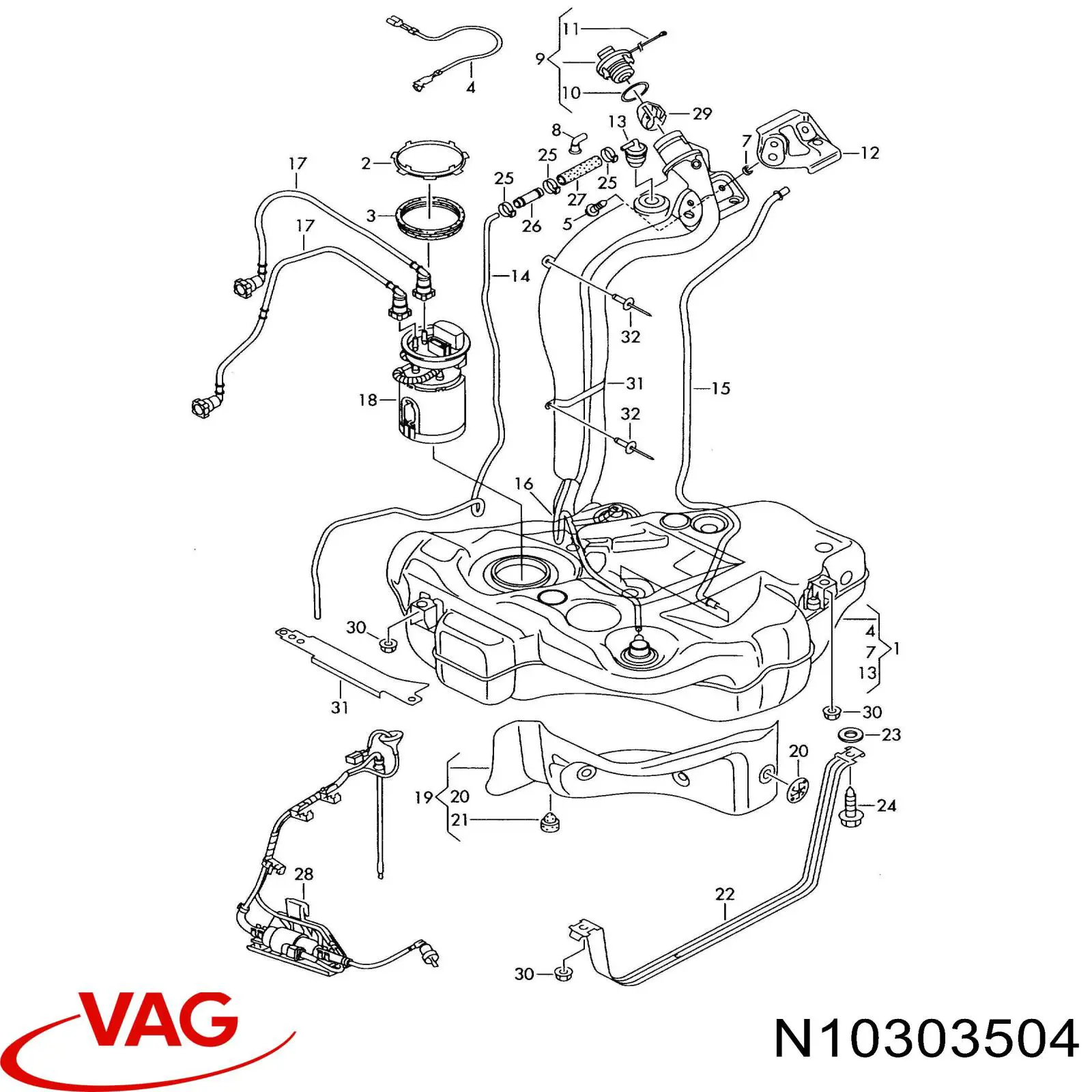 N10303504 VAG manguera de combustible, universal