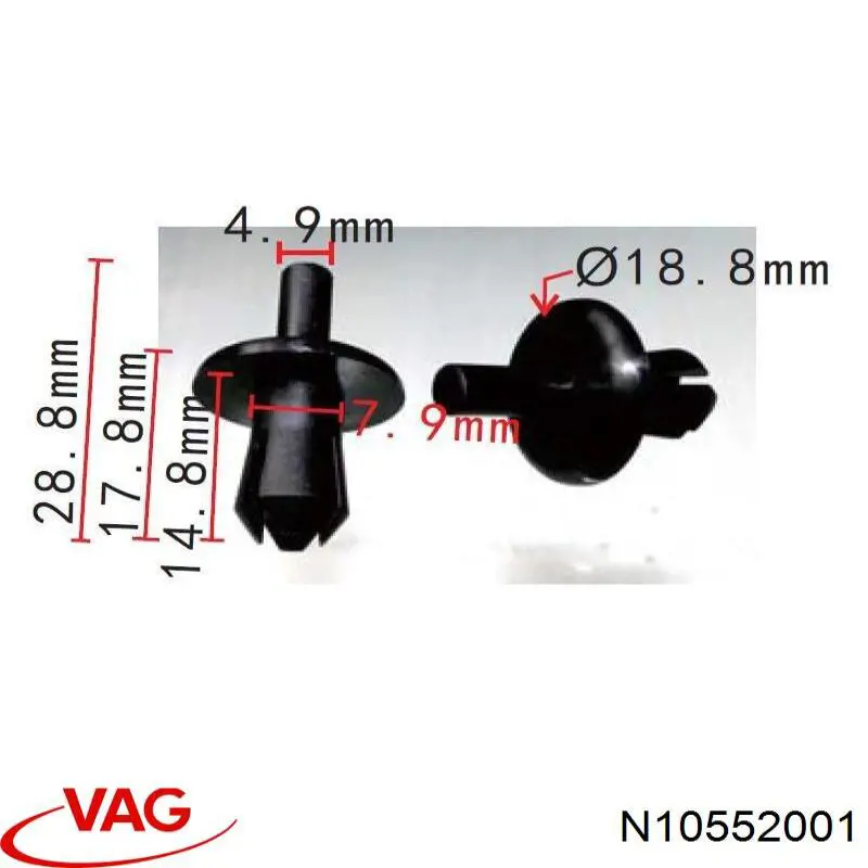 Comprar N10552001 VAG Clip de fijación del guardabarros delantero