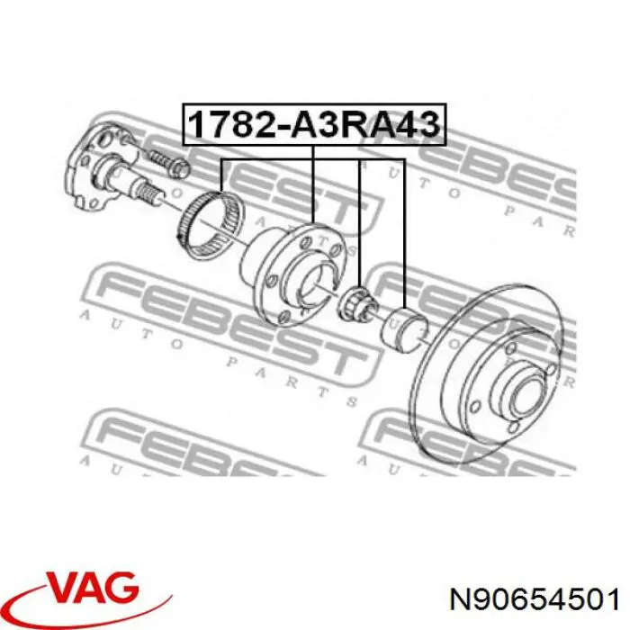 Tuerca del cubo de rueda trasera VAG N90654501