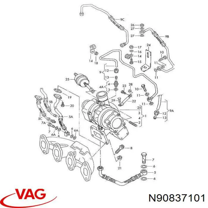 Tubo de drenaje de aceite de turbocompresor VAG N90837101 precio, desde 29,72 EUR