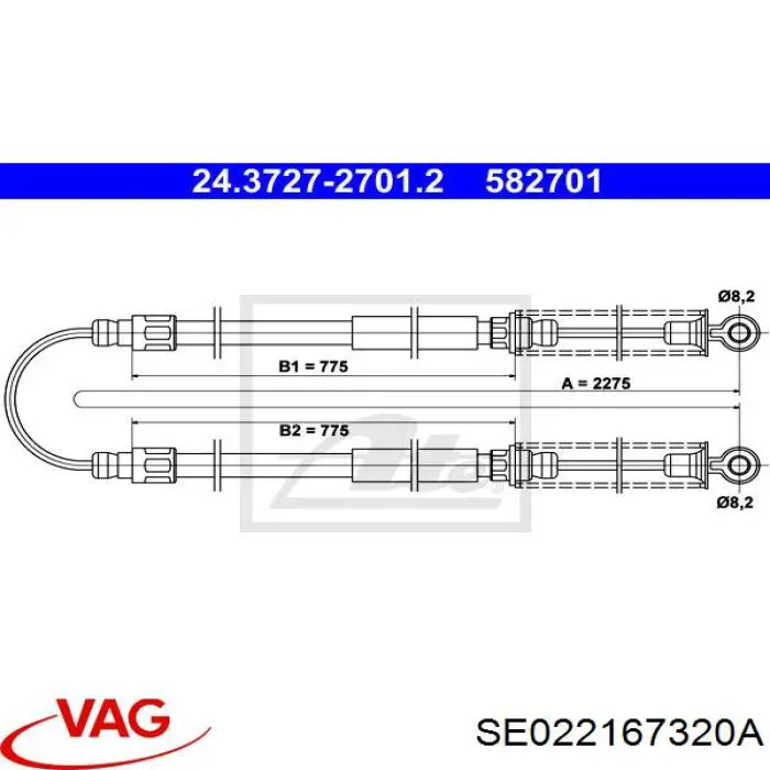 Comprar 705004 Beca Cables Cable de freno de mano trasero derecho/izquierdo