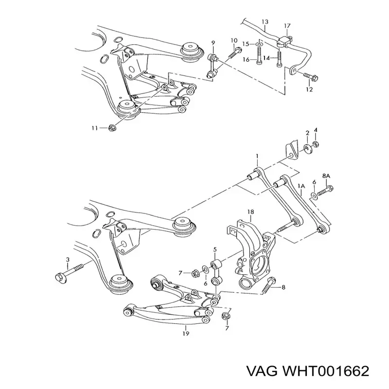 WHT001662 VAG perno de fijación, brazo oscilante inferior trasero,interior