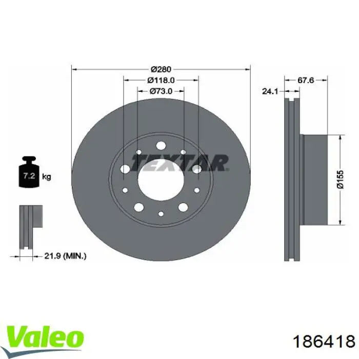 186418 VALEO freno de disco delantero