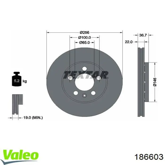 Comprar 186603 VALEO Freno de disco delantero