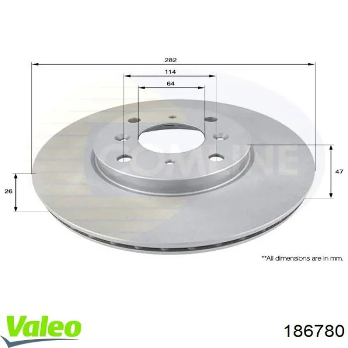 186780 VALEO freno de disco delantero