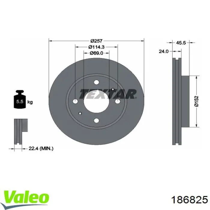 186825 VALEO freno de disco delantero