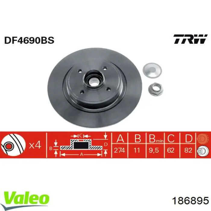 186895 VALEO disco de freno trasero