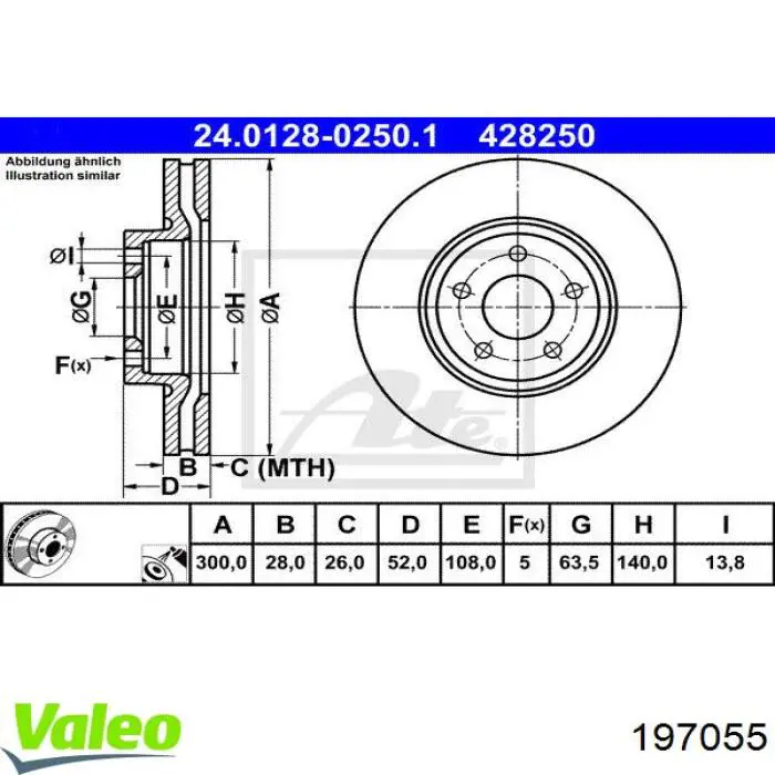 Comprar 197055 VALEO Freno de disco delantero