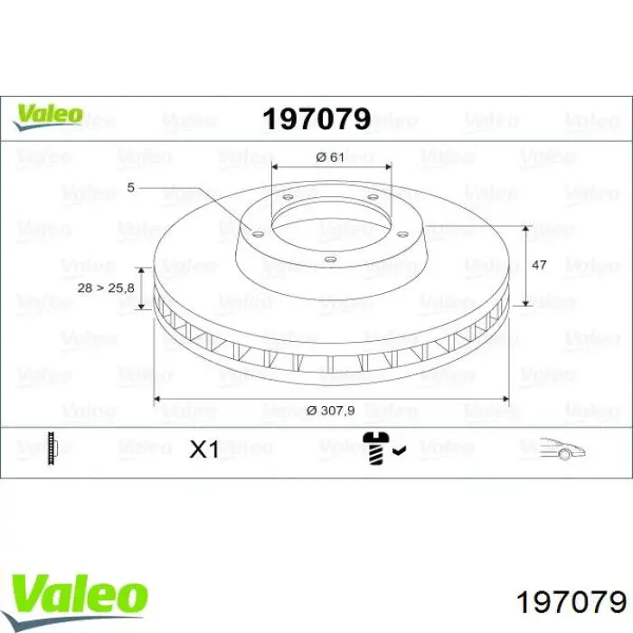 197079 VALEO freno de disco delantero