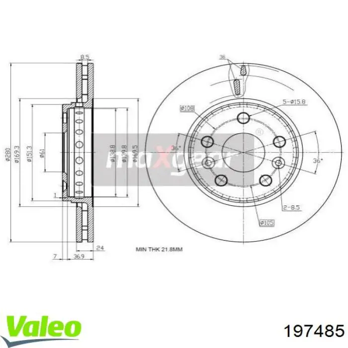 197485 VALEO freno de disco delantero