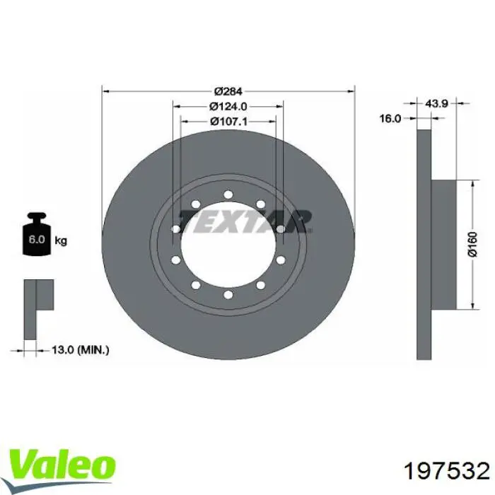 197532 VALEO disco de freno trasero