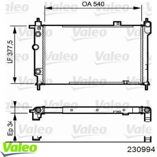 230994 VALEO radiador refrigeración del motor