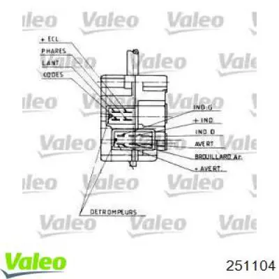Conmutador izquierdo de la columna de dirección 251104 VALEO