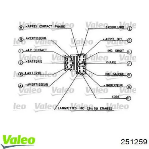 251259 VALEO conmutador en la columna de dirección derecho