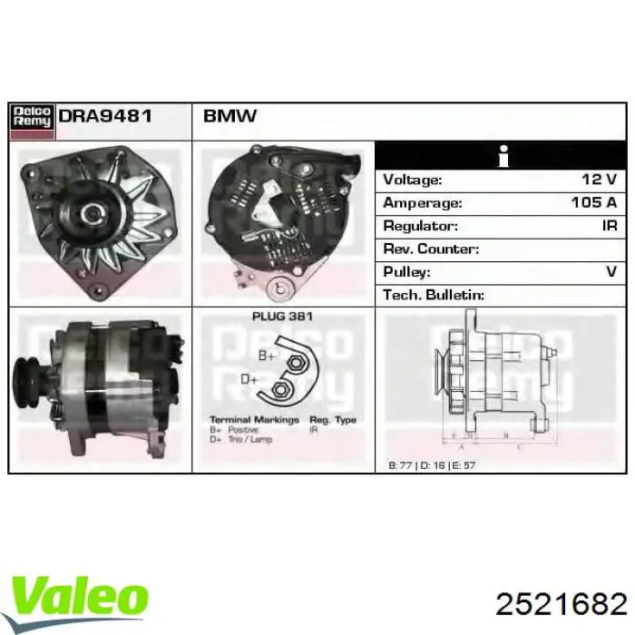 1734322 BMW Alternador de coche