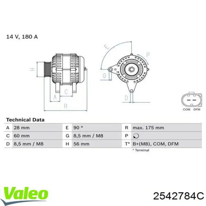 254 2784C VALEO alternador